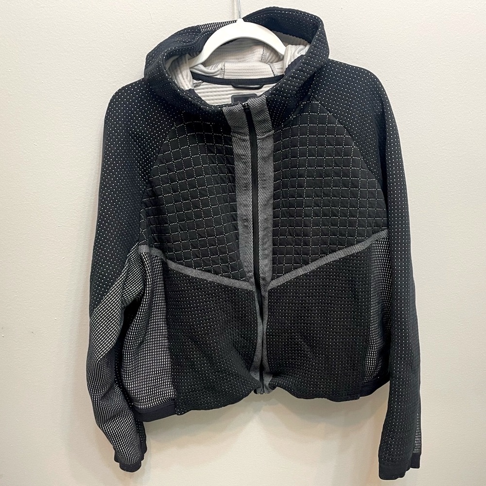 Nike Tech Black and Gray Quilted Hoodie Women’s Jacket Sz. XL